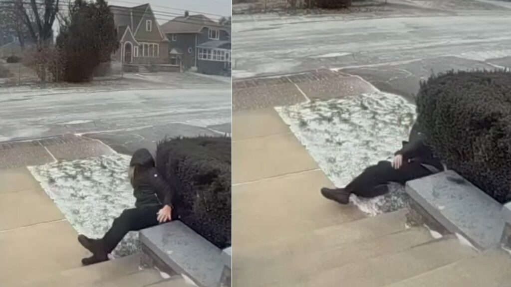 Abuelita vuela por varios metros debido a la tormenta invernal en Stockton
