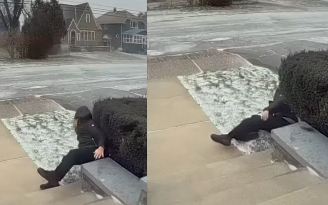 Abuelita vuela por varios metros debido a la tormenta invernal en Stockton