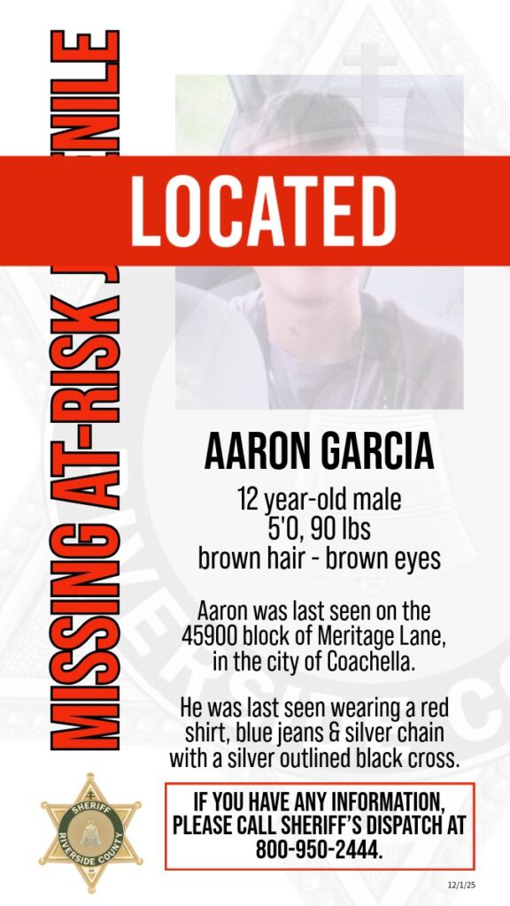 Niño Desaparecido en Coachella Regresa a Casa Sano y Salvo