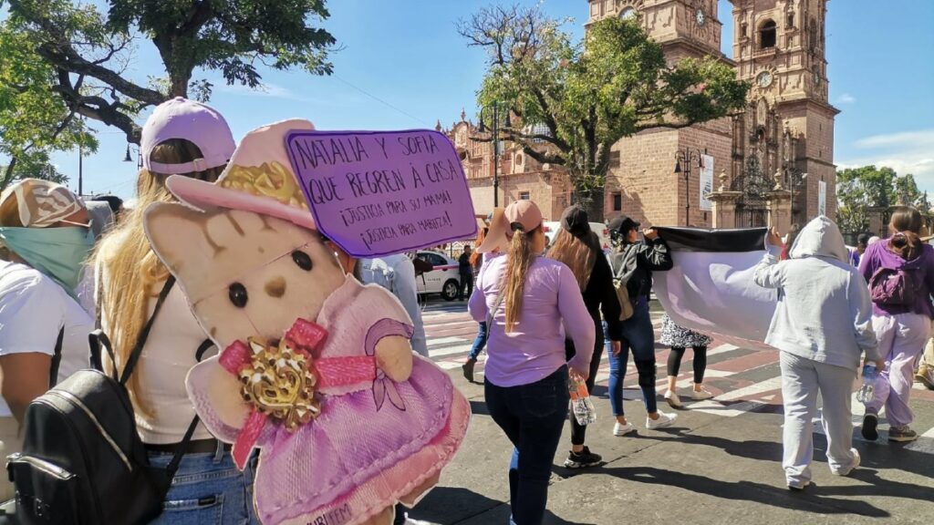 Protestas feministas en Morelia por el feminicidio de Maritza y la búsqueda de sus hijas desaparecidas