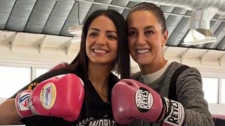 Claudia Sheinbaum Entrena con la Campeona Mundial de Boxeo ‘La Bonita’ Fernández en Stockton