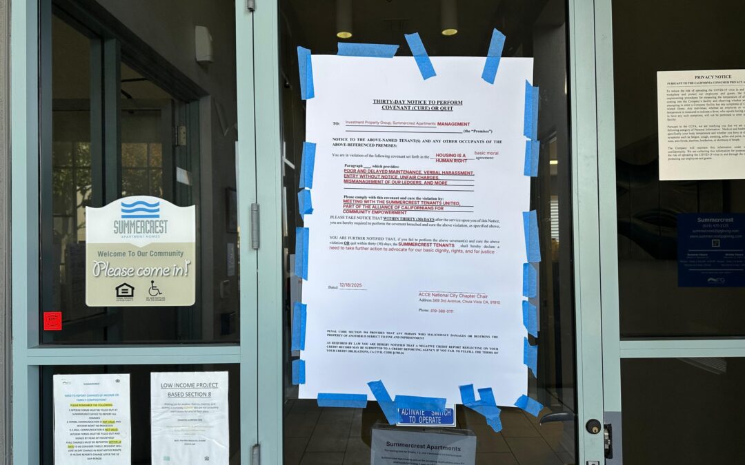 Inquilinos de National City Protestan por Mantenimiento Deficiente y Abusivos Aumentos de Renta