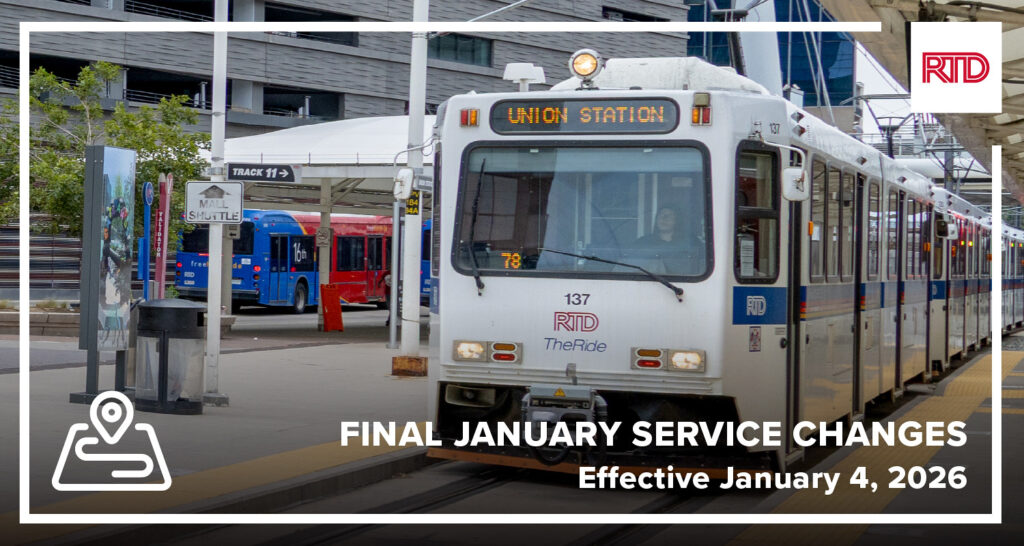Cambios de servicio RTD: Mejora de horarios de tren y rutas de autobús en Denver desde enero