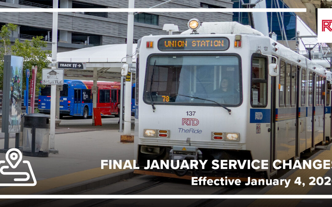 Cambios de servicio RTD: Mejora de horarios de tren y rutas de autobús en Denver desde enero