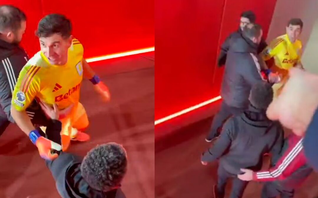 Dibu Martínez se enfrenta a aficionados tras la goleada de Arsenal | VIDEO