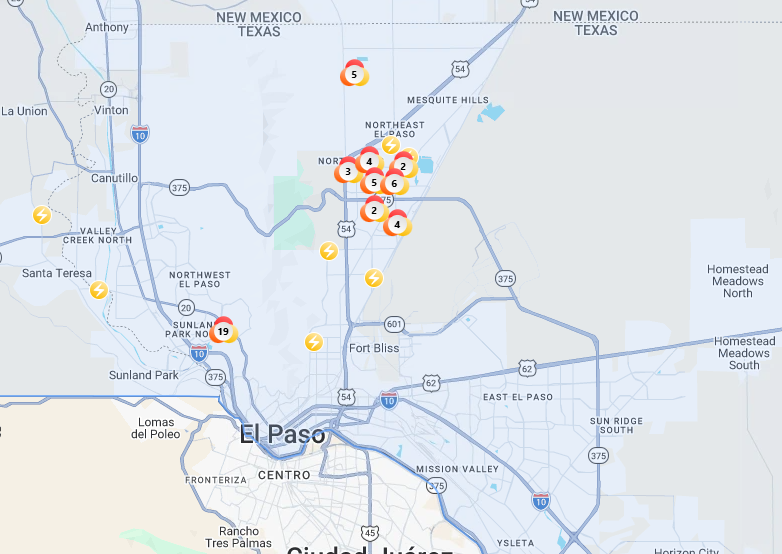 Al menos 18 mil personas son afectadas con interrumpciones del servicio eléctrico en El Paso